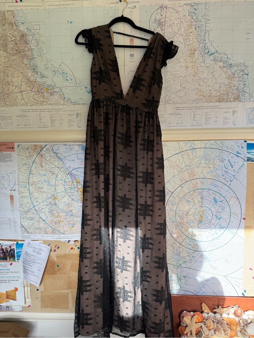 The Jetset Diaries Blush and Black Sheer Scarf